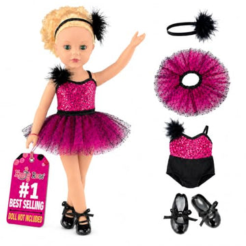 Emily Rose 18 Inch Doll Ballet Clothes Set - 4 PC Pink Ballerina Outfit Leotard, Tutu, Headband & Tap Shoes Set | Dance Recital Costume | Doll Not