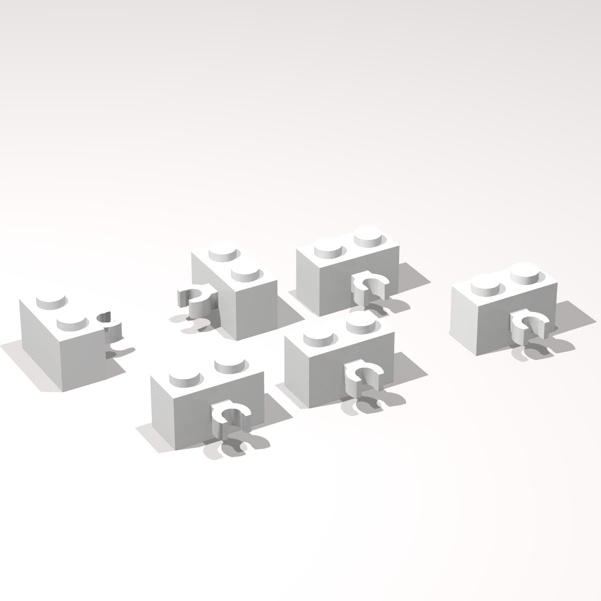 Classic Building Brick Bulk, Modified 1x2 with Open O Clip Thick (Vertical Grip) 260 Piece, Compatible with Lego Parts and Pieces: (Color:White)