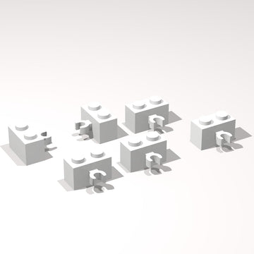 Classic Building Brick Bulk, Modified 1x2 with Open O Clip Thick (Vertical Grip) 260 Piece, Compatible with Lego Parts and Pieces: (Color:White)