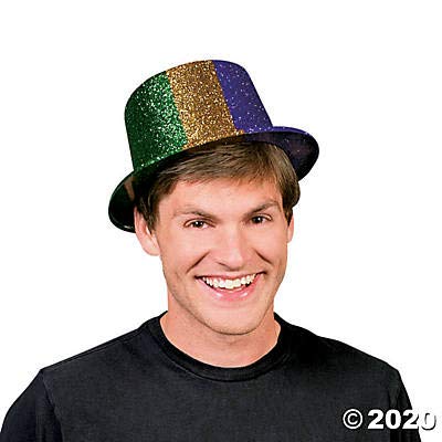 Fun Express Mardi Gras Glitter Top Hat - Set of 12 Party Hats