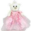 15 Colors, 24 in White Teddy Bear Centerpiece with Floral Tulle Dress, Crown Tiara and Matching Corsage for Quinceañera, Mis 15 Años, Special Occasion