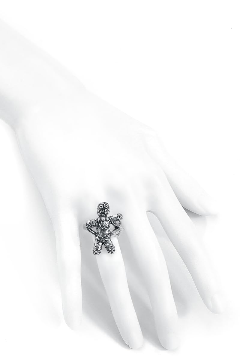 Women's Alchemy England Voodoo Doll with Stick Pin Gothic Spells Pewter Ring Size 11