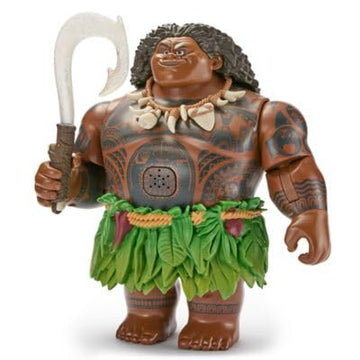 Disney Store Official Maui Talking Action Figure with Light-Up Fish Hook, Sculpted Necklace & Leaf Skirt, Poseable Moana Toys for Kids, Features Movie