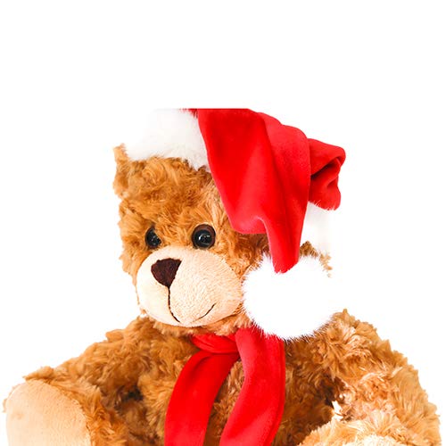 Plushland Adorable Soft and Hairy Santa Teddy Bear, Stuffed Animal Holiday Toys Christmas Accessories - A Perfect Toy Gift for Kids (6 Inches, Xmas