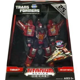 Transformers Universe 25th Anniversary Exclusive Titanium Series Die Cast 6 Inch Tall Robot Action Figure - Decepticon THRUST (Vehicle Mode: Hover