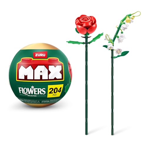 MAX Premium Flowers Building Bricks Collection (up to 243 Pieces, 2 Flowers per Capsule, 10 to Collect). (Lily of Valley and Rose, 1 Capsule)