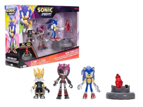 JAKKS Pacific Sonic Prime 2.5" Figure Multipack with Sonic, Tails Nine & The Prism Shard with Display Base!