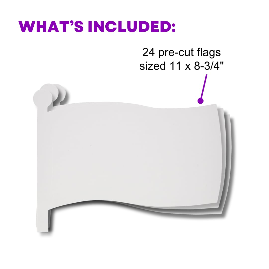 Roylco Flag Designer - 24 Pre-Cut Blank Cardstock Flags | Paint, Markers & Collage | History, Classroom & Team Activities | Ages 4+