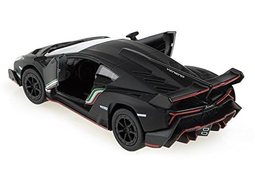 KiNSMART Lamborghini Veneno 1:36 Scale 5 Inch Die Cast Metal Model Toy Super Car (Black (Matt))