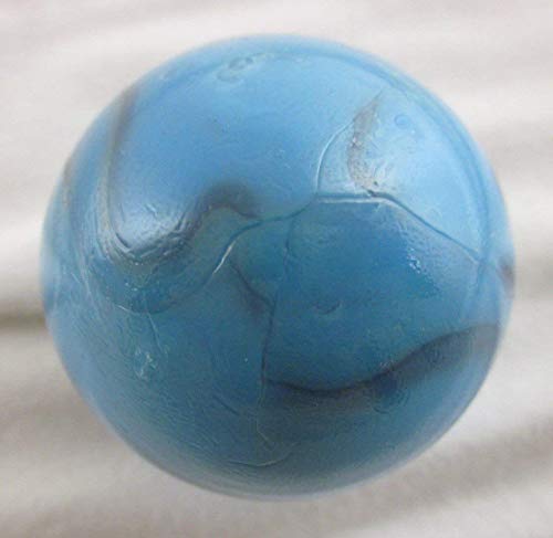 Big Game Toys Large 2" (50mm) Dinosaur Egg Toe Breaker Blue on Blue Swirl Glass Marble w/Stand