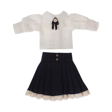 niannyyhouse 1/12 BJD OB11 Doll Clothes White Long-Sleeved Shirt Skirt Doll Dressup (Black)