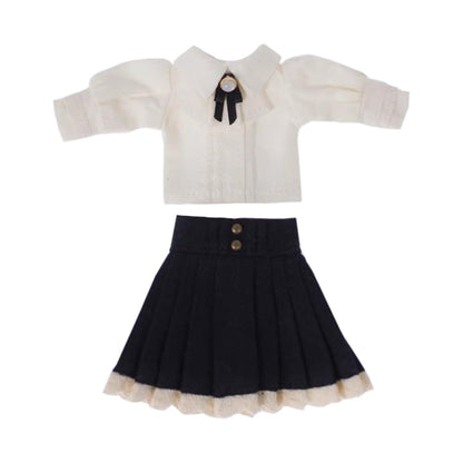 niannyyhouse 1/12 BJD OB11 Doll Clothes White Long-Sleeved Shirt Skirt Doll Dressup (Black)