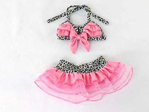 American Fashion World Pink and Cheetah 2 Piece Bathing Suit for 18-Inch Dolls | Premium Quality & Trendy Design