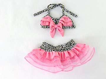 American Fashion World Pink and Cheetah 2 Piece Bathing Suit for 18-Inch Dolls | Premium Quality & Trendy Design