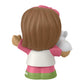 Little People Fisher-Price Figure for Toddler Dollhouse Playset - HXC05 - Little Girl Mia Figure with Brown Hair and Pink Hair Bow - Holding a White