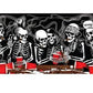 Bones Portable Pong Table with Cup Holes for Football Tailgating, Camping, Halloween Decoration Games.