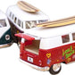 KiNSMART 1962 Volkswagen Classic Bus With Surfboard and Hippy Decals Bus 1:32 Scale 5 Inch Die Cast Metal Model Toy Van, Pullback Acation (1 At