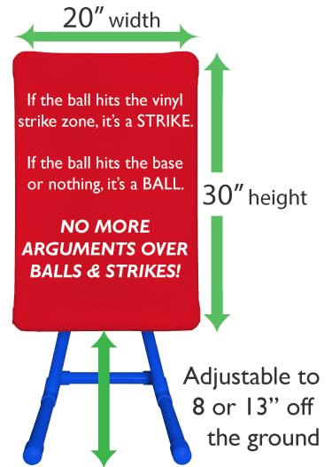 EasyCall Strike Zone Target for Backyard Baseball - Adjustable & Weatherproof RED Strike Zone with a Royal Blue Base - Compatible with All Plastic