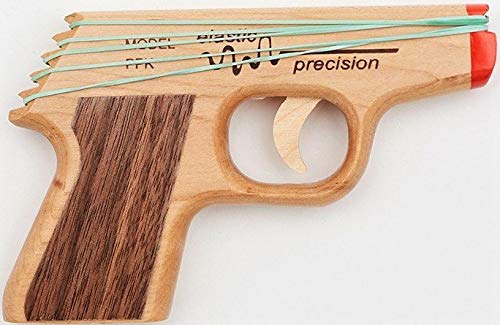 Elastic Precision Model PPK Rubber Band Gun Made from Solid Hardwoods with Rapid-Fire Semi-Automatic Action and Walnut Grips
