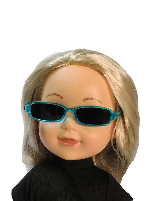 American Fashion World 4-Pack Rectangular Glasses for 14.5 Inch Dolls - Pink & Green, Teal, Pink & Blue Sunglasses