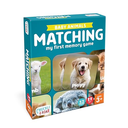 Chuckle & Roar Baby Animals Matching Memory Game for Kids Ages 3+ - Preschool Concentration Board Game for Toddlers, Cute Animal Learning Game
