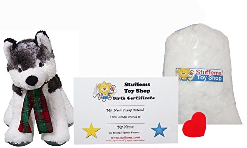 Stuffems Toy Shop Make Your Own Stuffed Animal Mini 8 Inch Klondike the Husky Kit - No Sewing Required!
