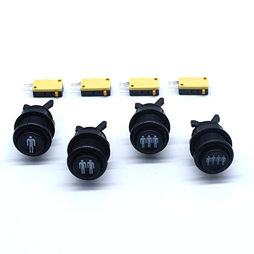 Arcity 4 Pcs Arcade Game Player Start Push Button 1P 2P 3P 4P Player Happ Style Standard American Type with Microswitch Jamma MAME Machine Console