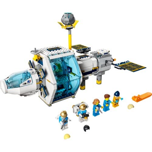Lego City Lunar Space Station, 60349 NASA Inspired Building Toy, Model Set with Docking Capsule, Labs and 5 Astronaut Minifigures