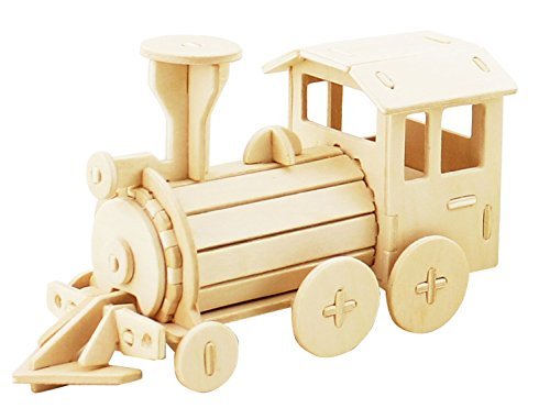 Hands Craft DIY 3D Wooden Puzzle - Assembly Locomotive Model Building Kit Brain Teaser Puzzles Educational STEM Toy Adults and Kids to Build Safe