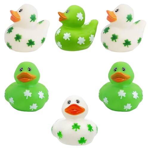 6-Count St. Patrick's Rubber Duck Toy Duckies Shamrock designfor Kids, Bath Birthday Gifts Baby Showers Summer Beach and Pool Activity, 2" (6-Pack)