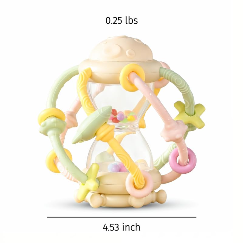 Soft Silicone Teething Ball for Babies, Sensory Rattle Toy, Safe Chew Toy for Infants by jinzefa