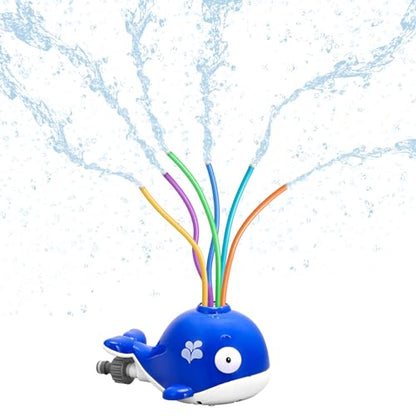 HeySplash Kids Whale Sprinkler Toy, 6 Wiggle Tubes for Garden Hose Over 3Y