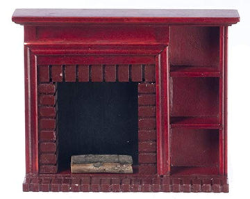 Melody Jane Dolls Houses Dollhouse Mahogany Fireplace with Display Shelves Miniature 1:12 Furniture