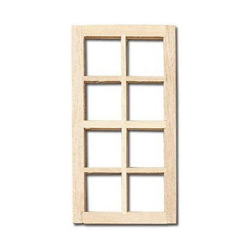 Dollhouse Miniature 1/2" Scale Standard 8-Light Window