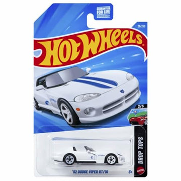 Hot Wheels '92 Dodge Viper RT/10 [White] Treasure Hunt! Drop Tops 2/5, 29/250, 1:64 Scale Diecast Toy Vehicle