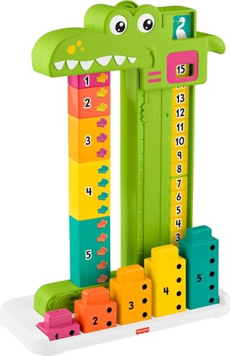 Fisher-Price Preschool Learning Toy Adding Alligator Counting Activity with 10 Stacking Blocks for Kids Ages 3+ Years