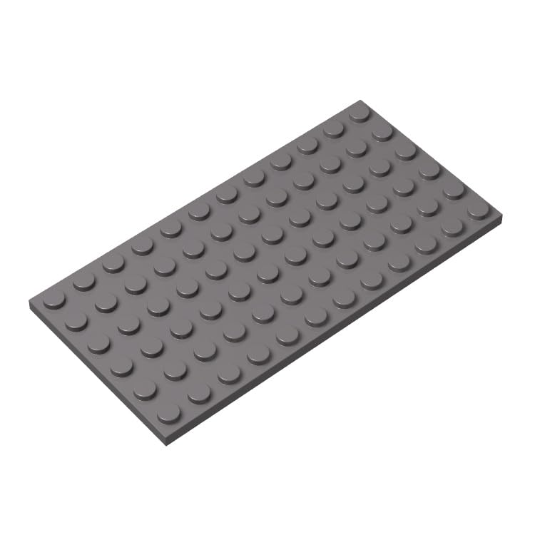 Classic Grey Plates Bulk, Dark Gray Plate 6x12, Building Plates Flat 10 Piece, Compatible with Lego Parts and Pieces: 6x12 Gray Plates(Color: Dark