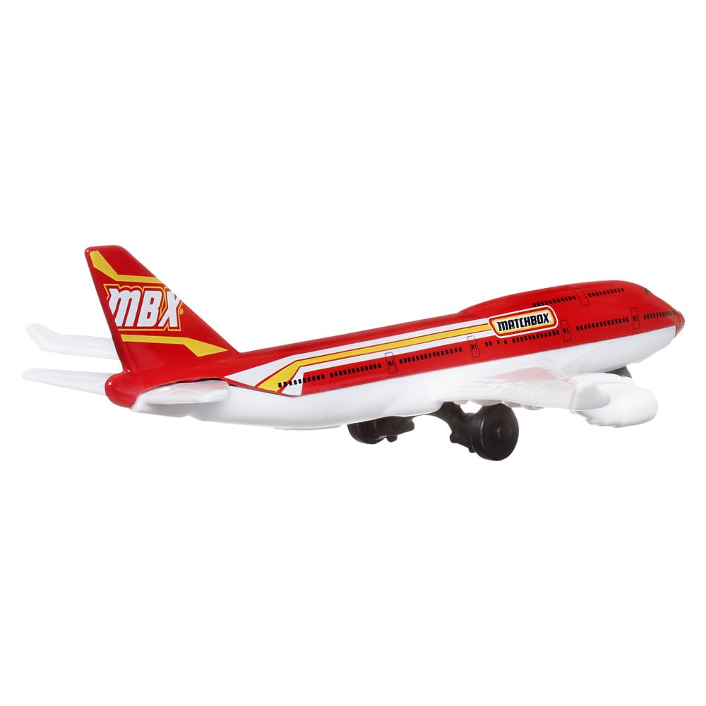 Matchbox Collectible Die-Cast Metal Sky Busters Inspired by Boeing 747-400 Airplane - HVM44 ~ White and Red Passenger Jet Plane ~ Includes Playmat