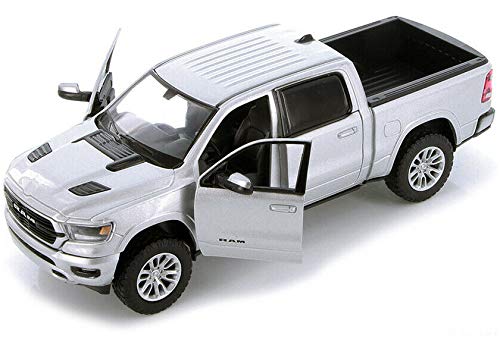 2019 RAM 1500 Laramie Crew Cab Pickup Truck Silver 1/24 Diecast Model Car by Motormax 79357
