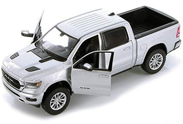 2019 RAM 1500 Laramie Crew Cab Pickup Truck Silver 1/24 Diecast Model Car by Motormax 79357