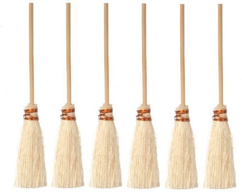 Dollhouse Miniature 6 Pc 2 3/4" Brooms SET G6038