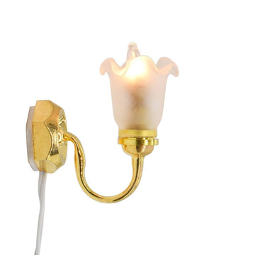 iLAND Dollhouse Accessories of Dollhouse Lights Floral Wall Light w/Plug, Elegant Miniature Lamp Wall Sconce of Mini House Lighting Fits 1/12 Scale