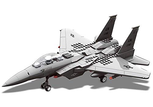 General Jim's F-15 Eagle Fighter Jet Building Blocks Set, 1:48 Scale Military Aircraft Model, 262 Pieces, Twin-Tail Jet with Landing Gear and Cockpit
