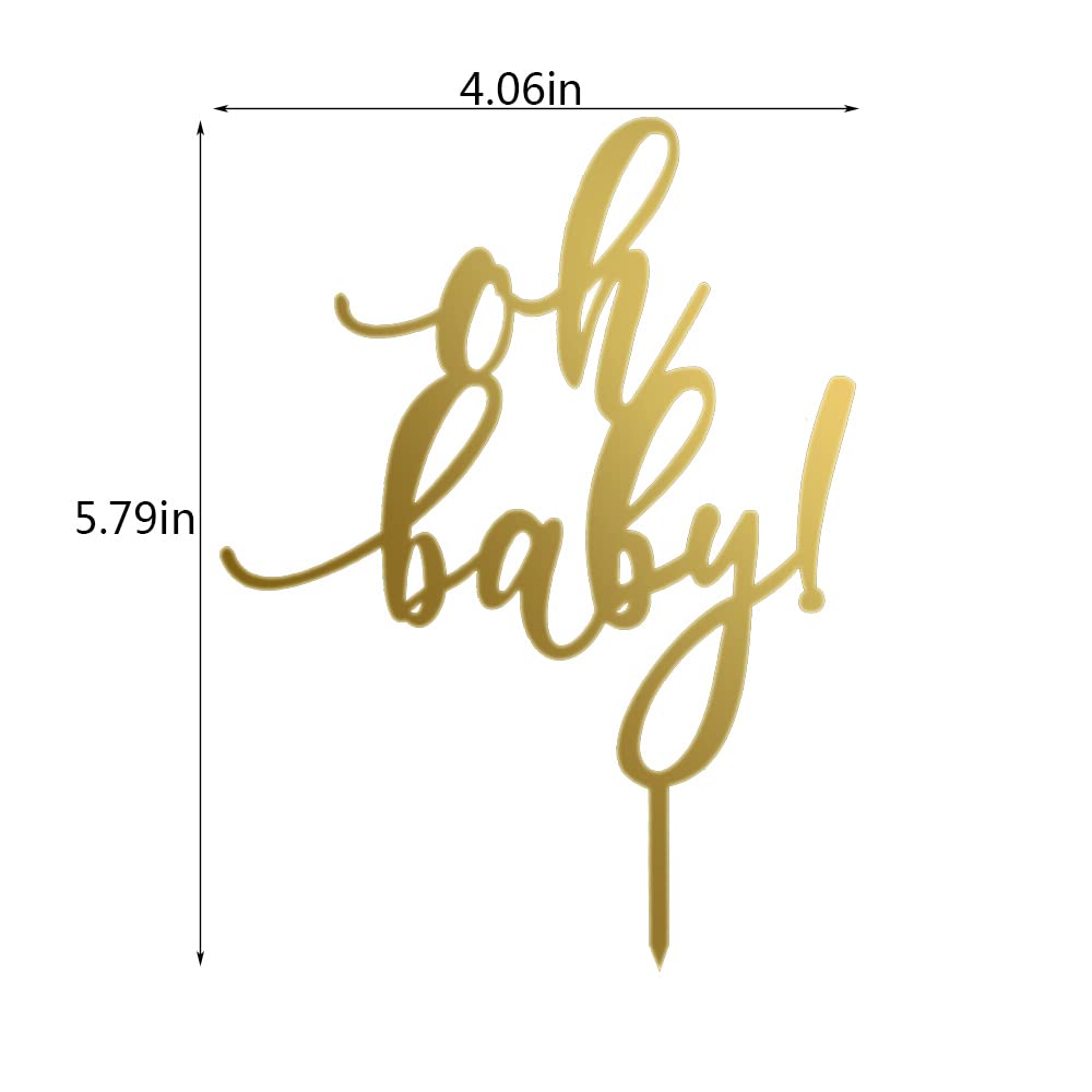 Sleyberoy Gold Mirror Acrylic Oh Baby Cake Topper