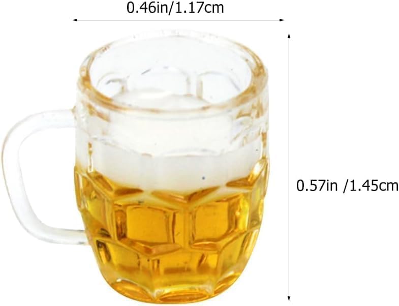 5Pcs Mini Beer Cups, Realistic Resin Dollhouse Barware for DIY Miniature Crafts, Miniature Beer Mugs Compatible with 1:12 Scale Dollhouses