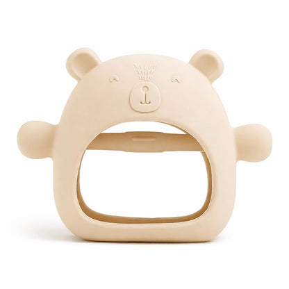 Lulyboo Silicone Teething Baby Bear, Soft and Durable Easy Grip Teether, Self Soothing Pain Relief for Teething, 0-12 Months (Ivory)