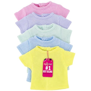 Emily Rose 14.5 Inch Doll Clothes - 5PC Pastel T-Shirts for Crafting & Sublimation | Gift Boxed | Wellie Wishers & Glitter Girls Compatible - USA