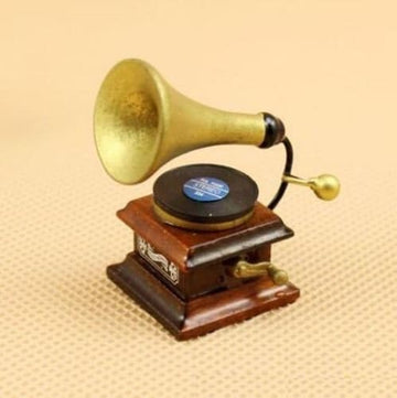 EatingBiting Adult Scene Dollhouse Miniature Doll Furniture Accessories, 1:12 Scale Dollhouse Miniature Vintage Phonograph Gramophone Record Doll Mini