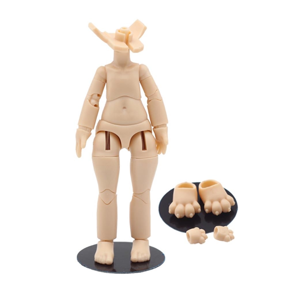 niannyyhouse DOD Stretch Cord Style 10.5cm Doll Action Figures Body Cats Hands Foot Suitable for 1/12 BJD Dolls Head (Milky White-Standard Package A)
