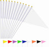 Ckexin 25Pack Solid White Pennant Stick Flag Small Mini Triangle Blank DIY Graffiti Hand Held Flags Decorations 5x8 Inch
